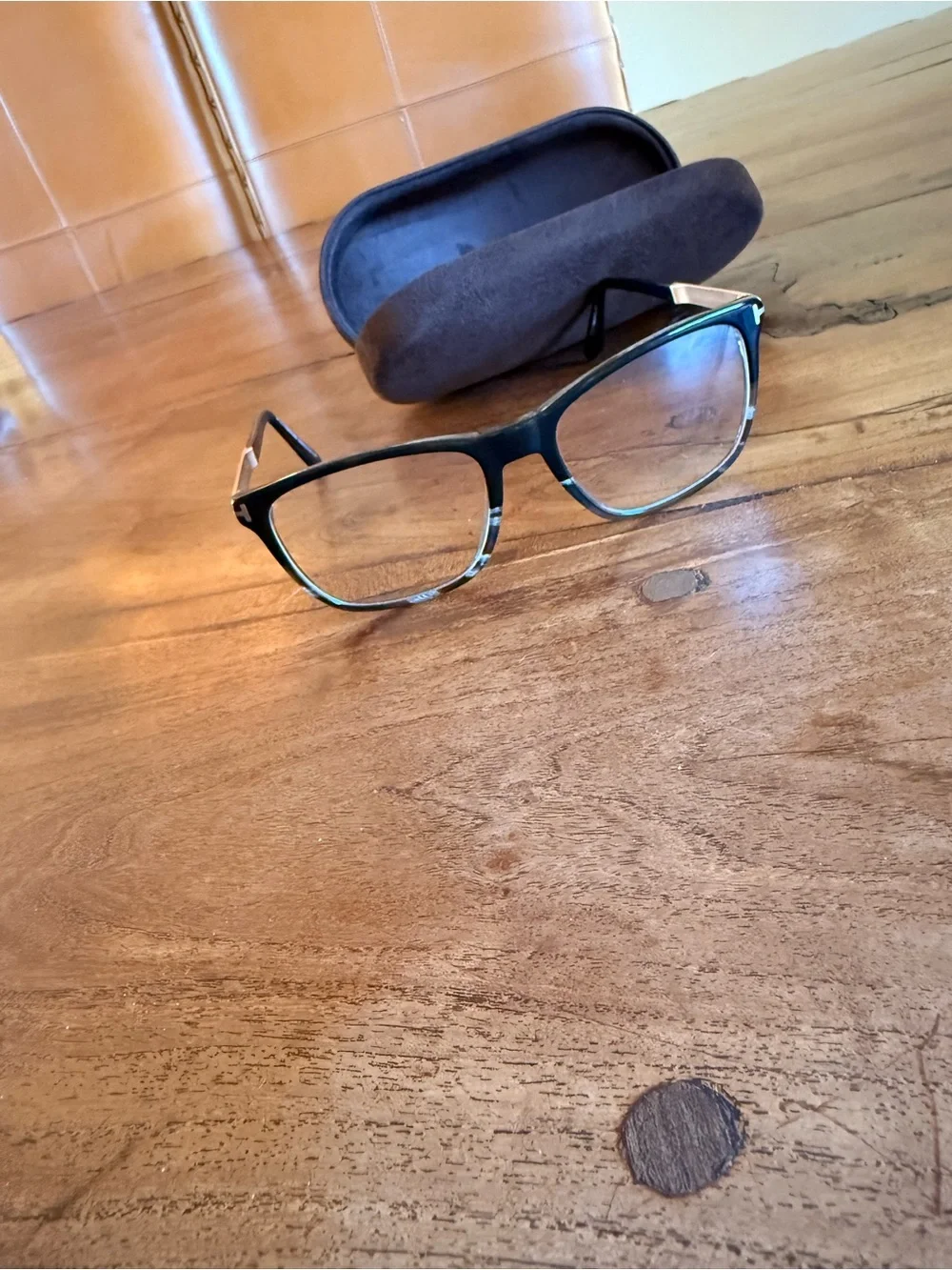 Tom Ford Black and Tortoise Rimmed Rectangular Glasses